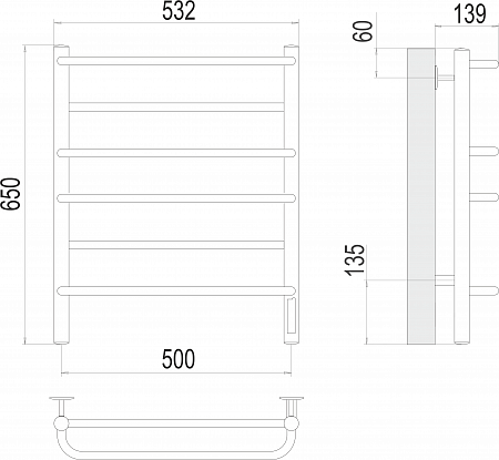 Евромикс П6 500х650 Электро (quick touch) Полотенцесушитель  TERMINUS Саратов - фото 3