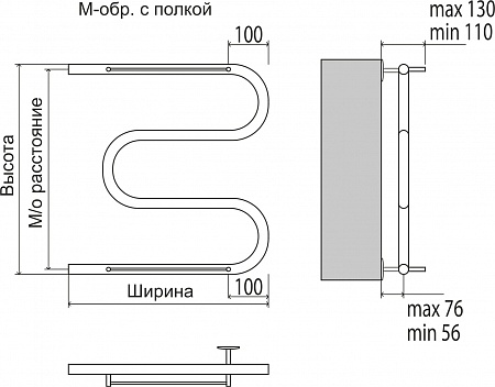 М-обр с/п AISI 32х2 500х400 Полотенцесушитель  TERMINUS Саратов - фото 3