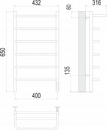 Полка П6 400х650 Электро (quick touch) Полотенцесушитель  TERMINUS Саратов - фото 3