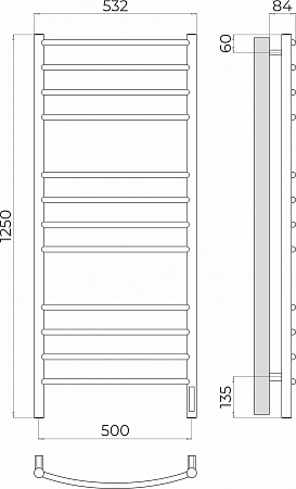 Классик П12 500х1250 Электро (quick touch) Полотенцесушитель TERMINUS Саратов - фото 3