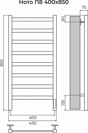 Ното П8 400х850 Электро (quick touch) Полотенцесушитель TERMINUS Саратов - фото 3
