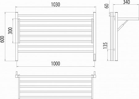 Горизонт П8 1000х600 электро КС ЧЕРНЫЙ МУАР (sensor quick touch) Полотенцесушитель TERMINUS Саратов - фото 5